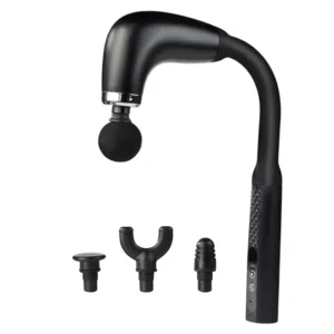 Rechargeable Fascia Gun with Bent Long Handle High-frequency Vibration Massage Gun Muscle Relaxation Back Neck Massager Tool