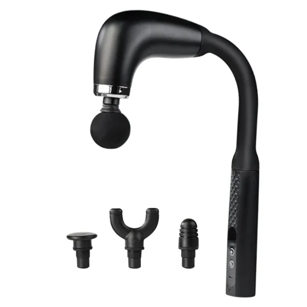 Rechargeable Fascia Gun with Bent Long Handle High-frequency Vibration Massage Gun Muscle Relaxation Back Neck Massager Tool