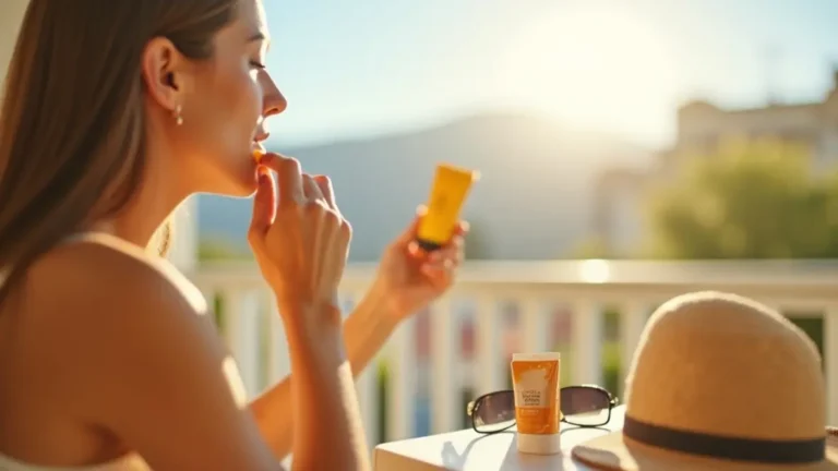 sunscreen protection against uv and blue light on a morning routine scene