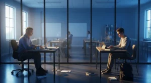 office worker and student sitting for prolonged periods, illustrating sedentary lifestyle risks